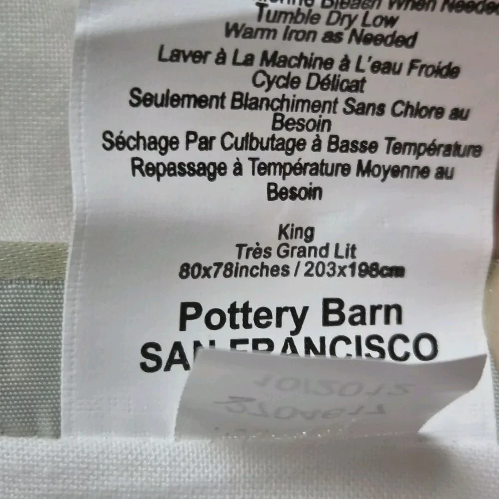 POTTERY BARN 100% Linen / cotton KING Bed Skirt 19” Drop Natural/ white new